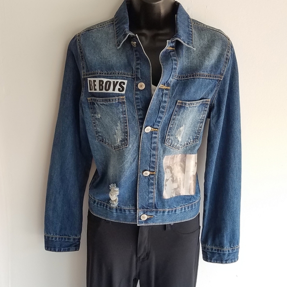 Adore Be Boys Photo Patchwork Denim Jacket - Picture 2 of 10